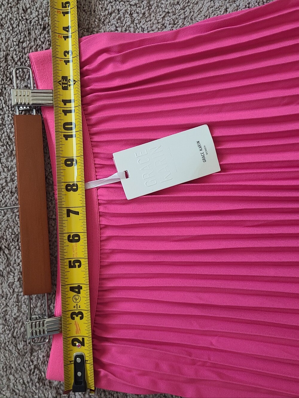 NWT Grace Karin Hot Pink Pleated Midi Skirt - Picture 4 of 7
